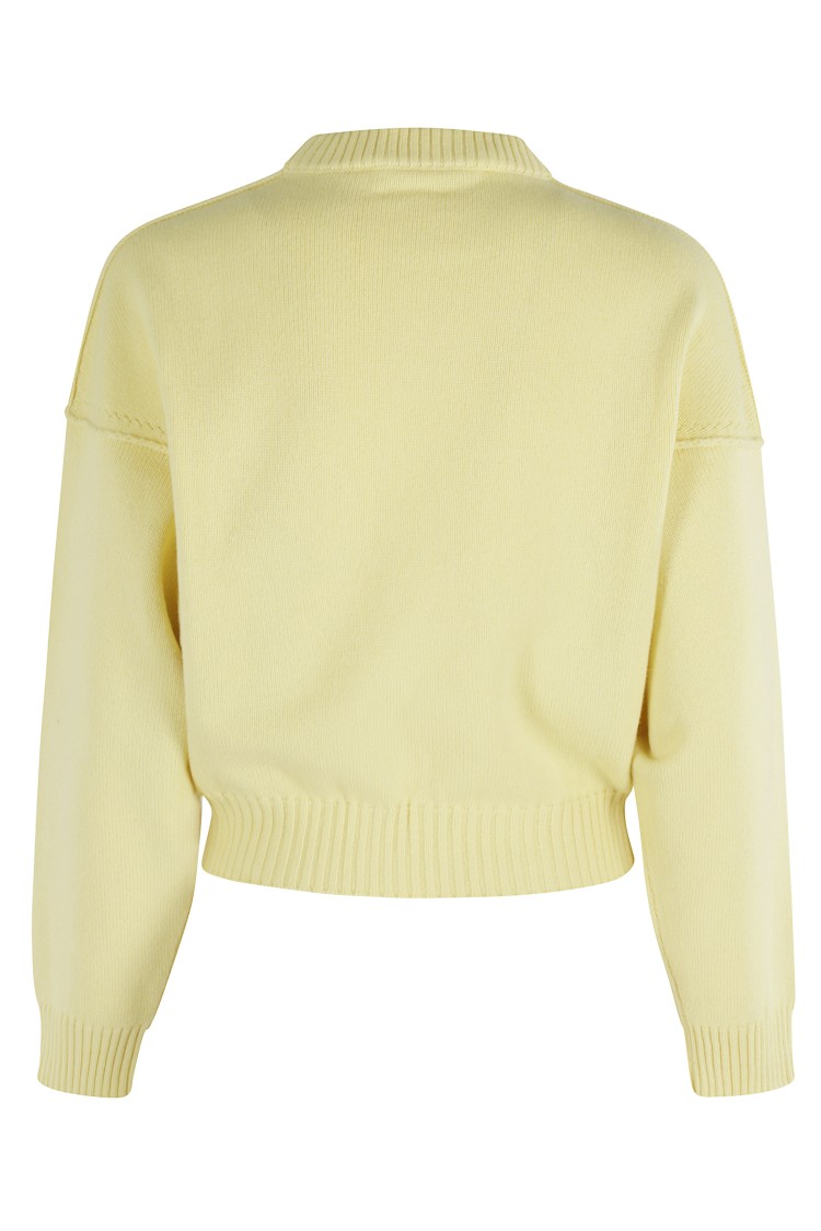 Tela Kebria Pattern Merino Wool Sweater With Batwing Sleeves In Yellow