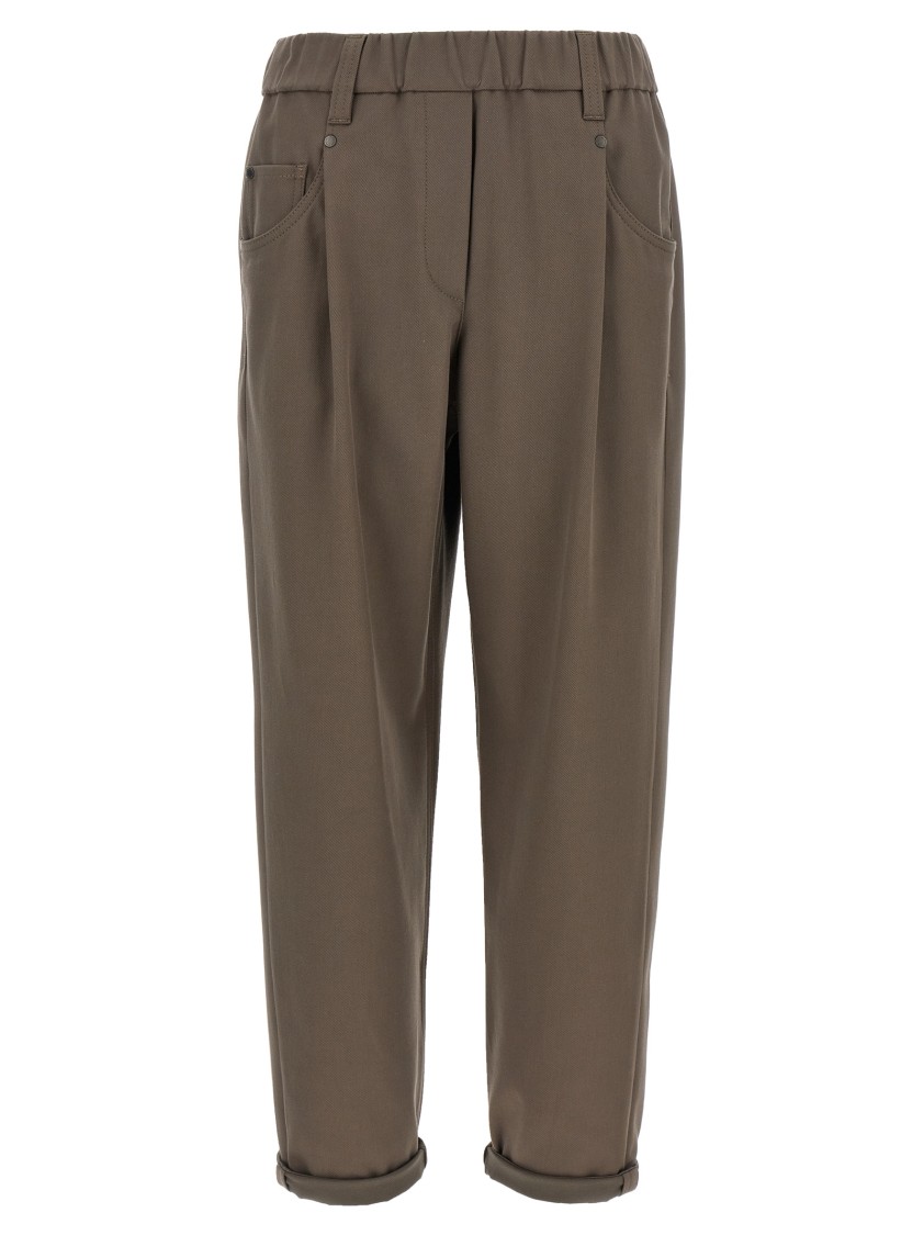 Brunello Cucinelli Elastic Waistband Trousers With Pockets And Loops