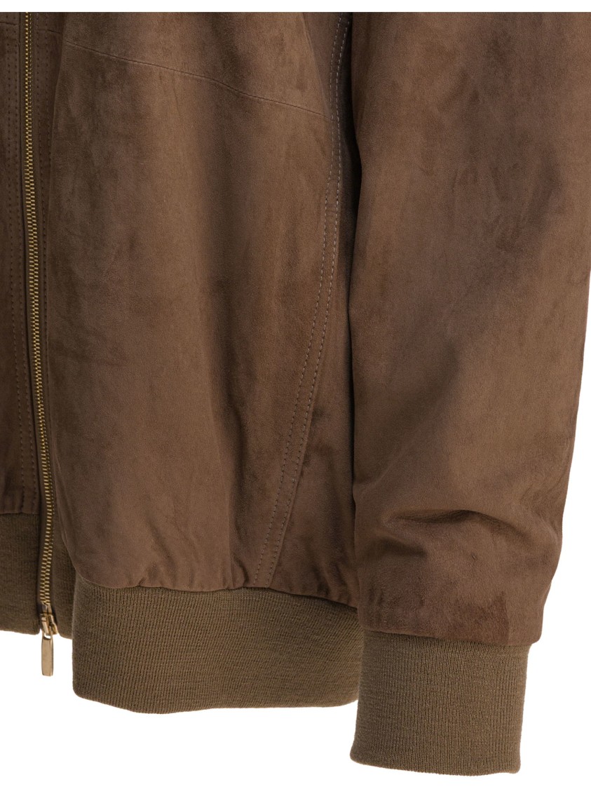 Max Mara Brown Suede Jacket With Relaxed Fit In Brown