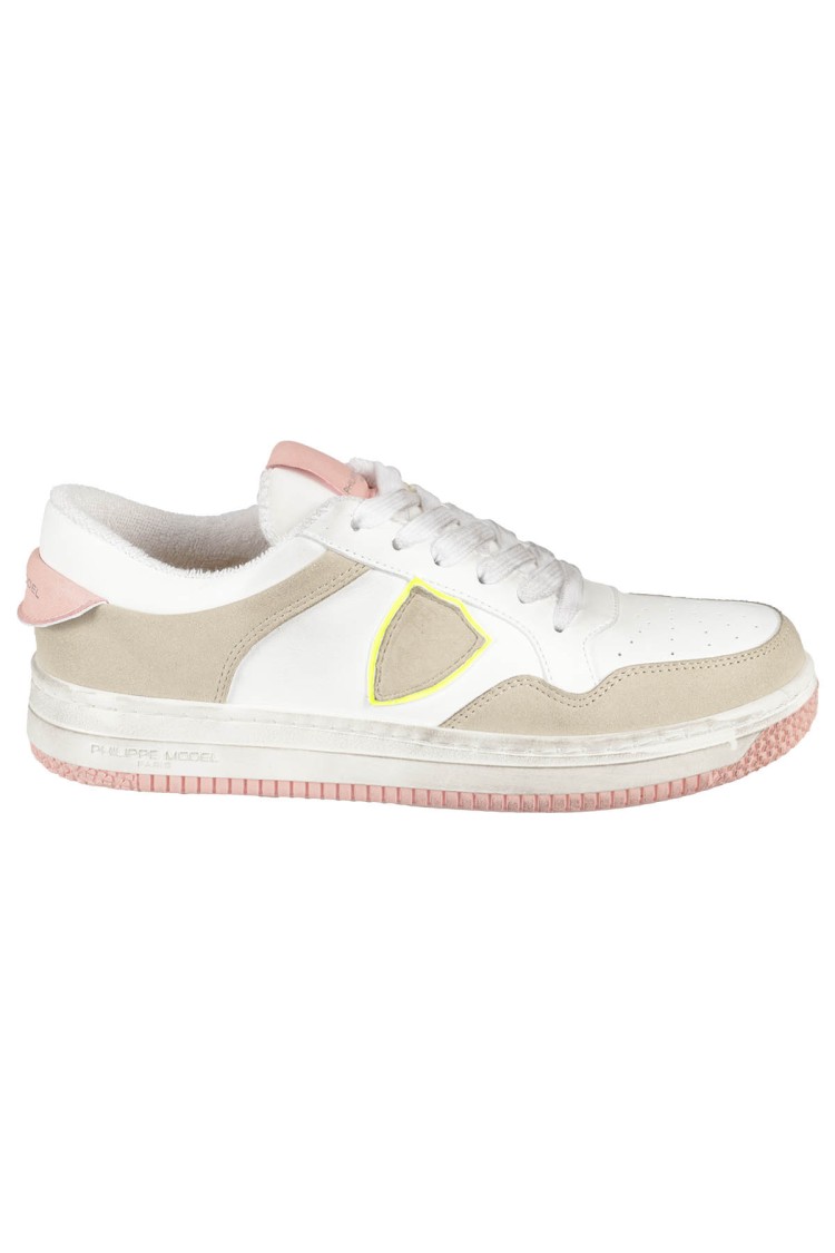 Philippe Model White And Pink Lyon Low Sneakers In White