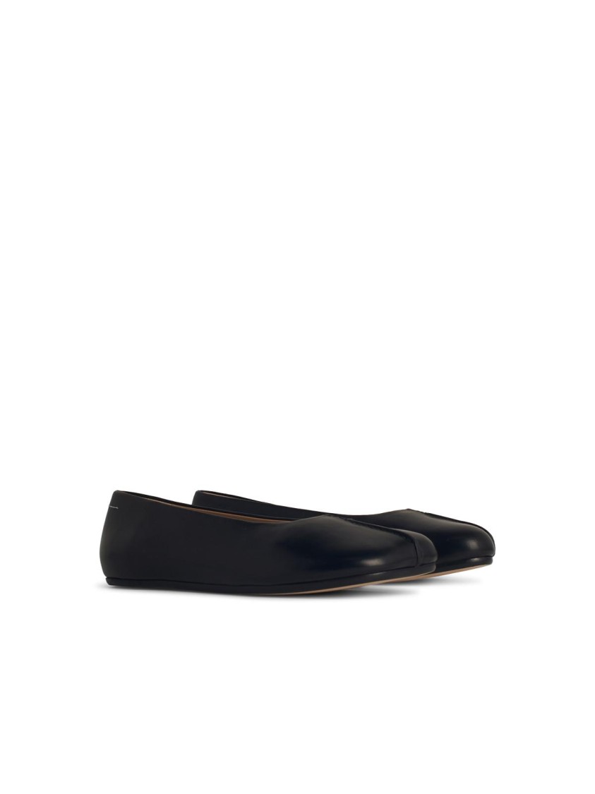 Shop Mm6 Maison Margiela Mm6 By Maison Margiela Black Leather Ballet Flats