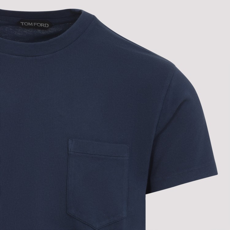 Tom Ford Blue Cotton-Elastane Blend T-Shirt With Crew Tom Ford Blue Cotton-Elastane Blend T-Shirt With Crew
