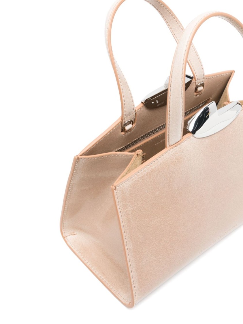 BENEDETTA BRUZZICHES BENEDETTA BRUZZICHES BEIGE SHOULDER BAG WITH METALLIC CLASP