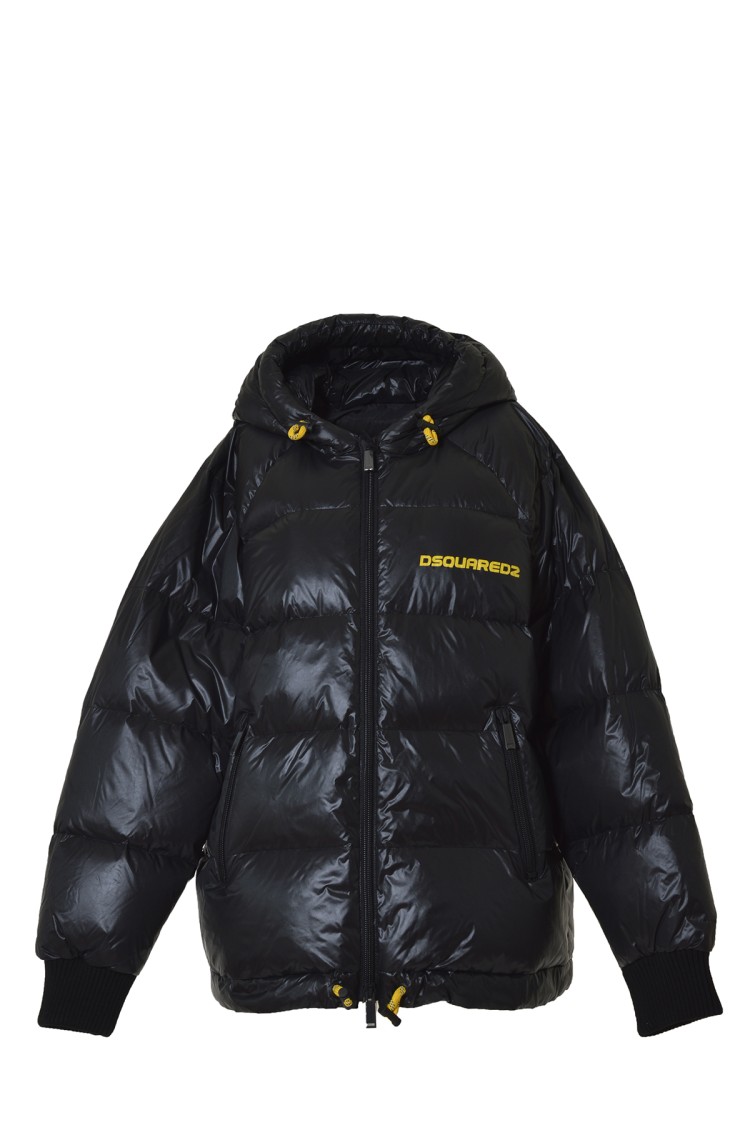 Dsquared2 Crest Down Jacket In Black Nylon In Black
