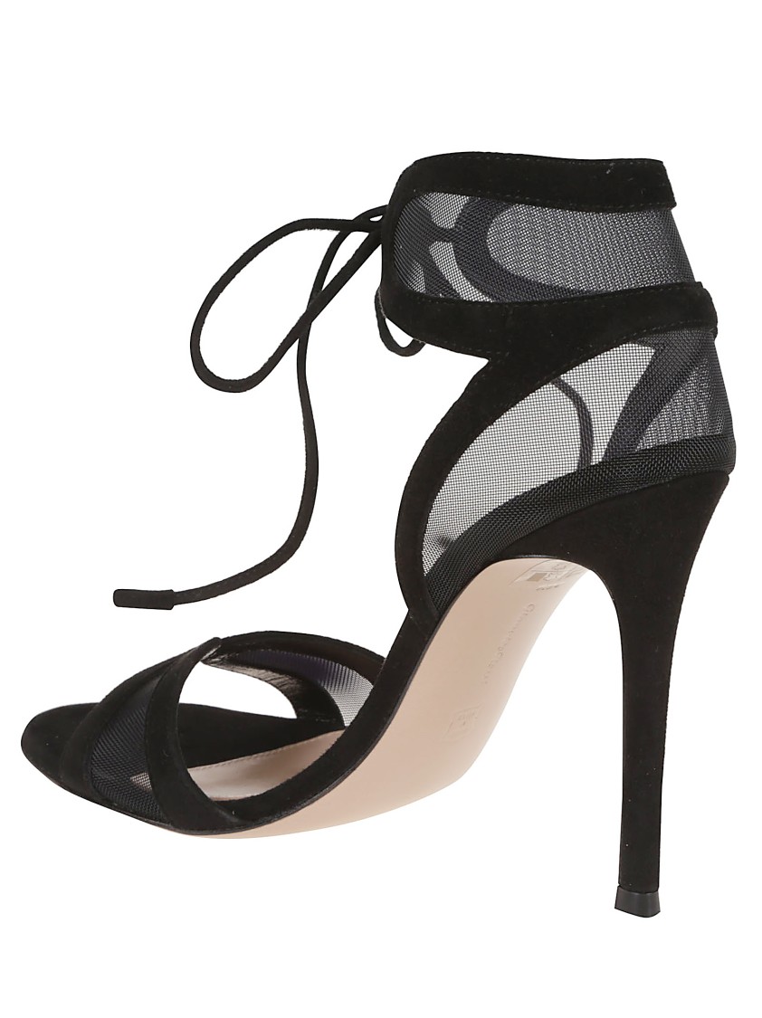 Shop Gianvito Rossi Suede And Transparent Mesh Stiletto Sandal