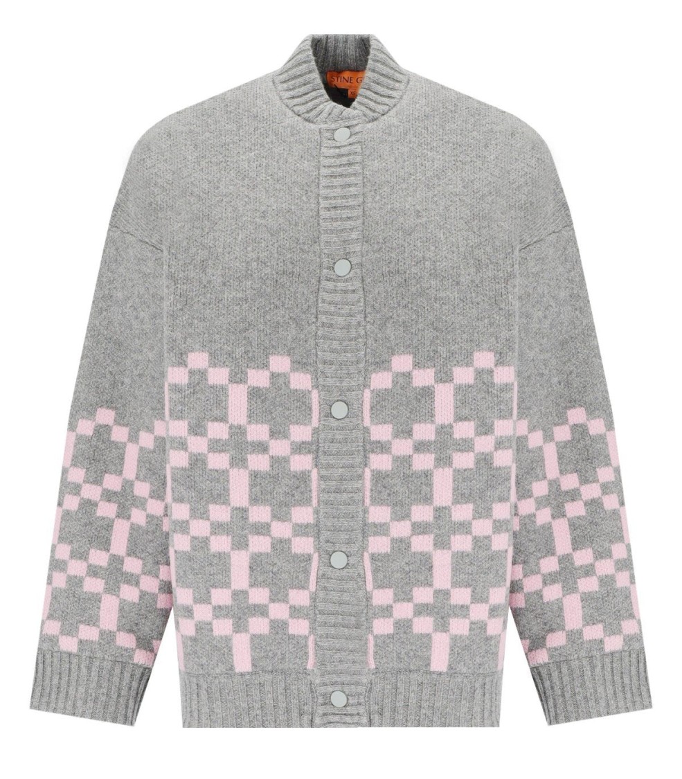 Stine Goya Tino Grey And Pink Bomber Jacket In Gray