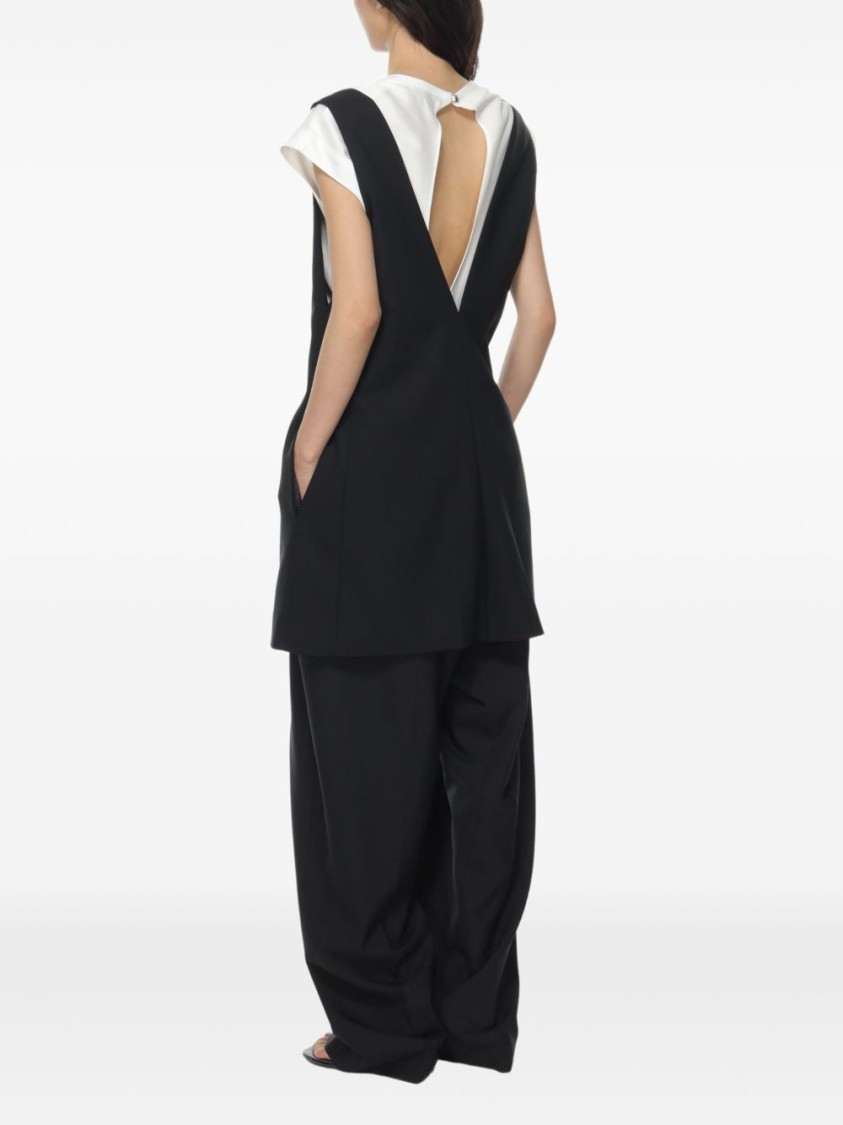 Shop Carven Cashmere Sleeveless V-neck Dress With Side Slit Pockets
