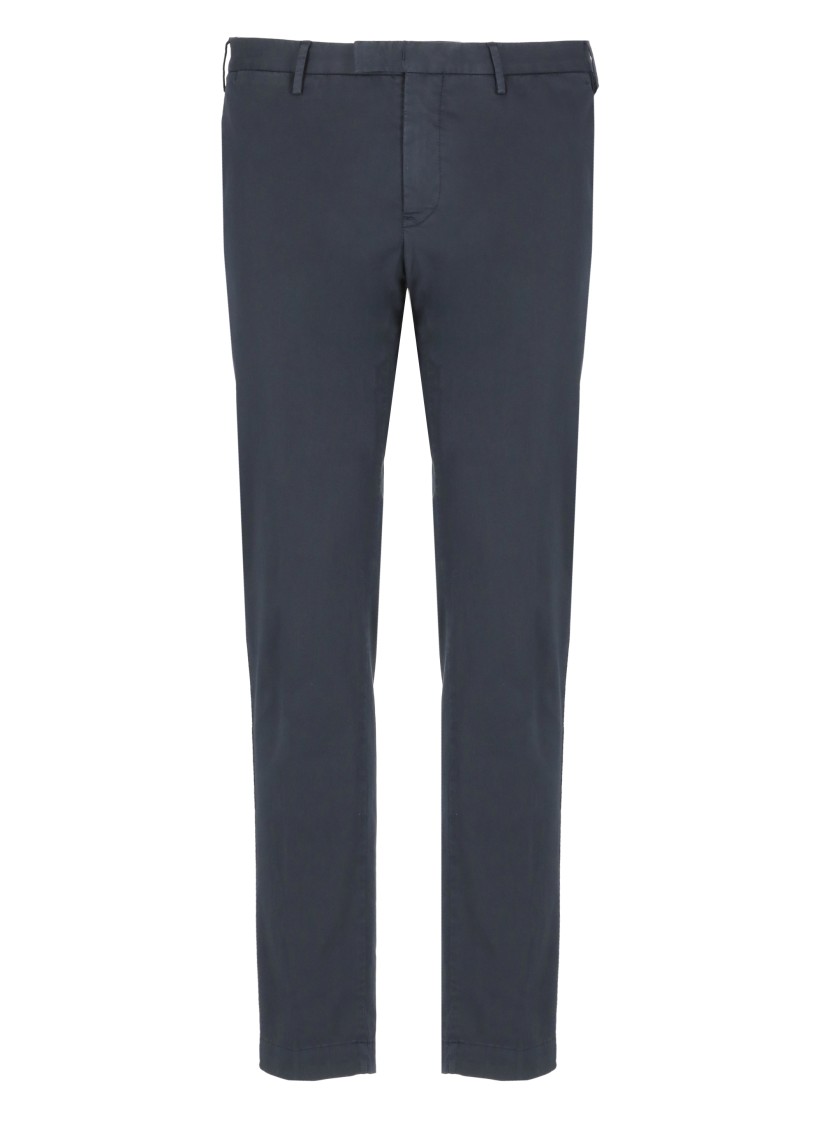 Pt Torino Dark Blue Stretch Wool Pant In Blue