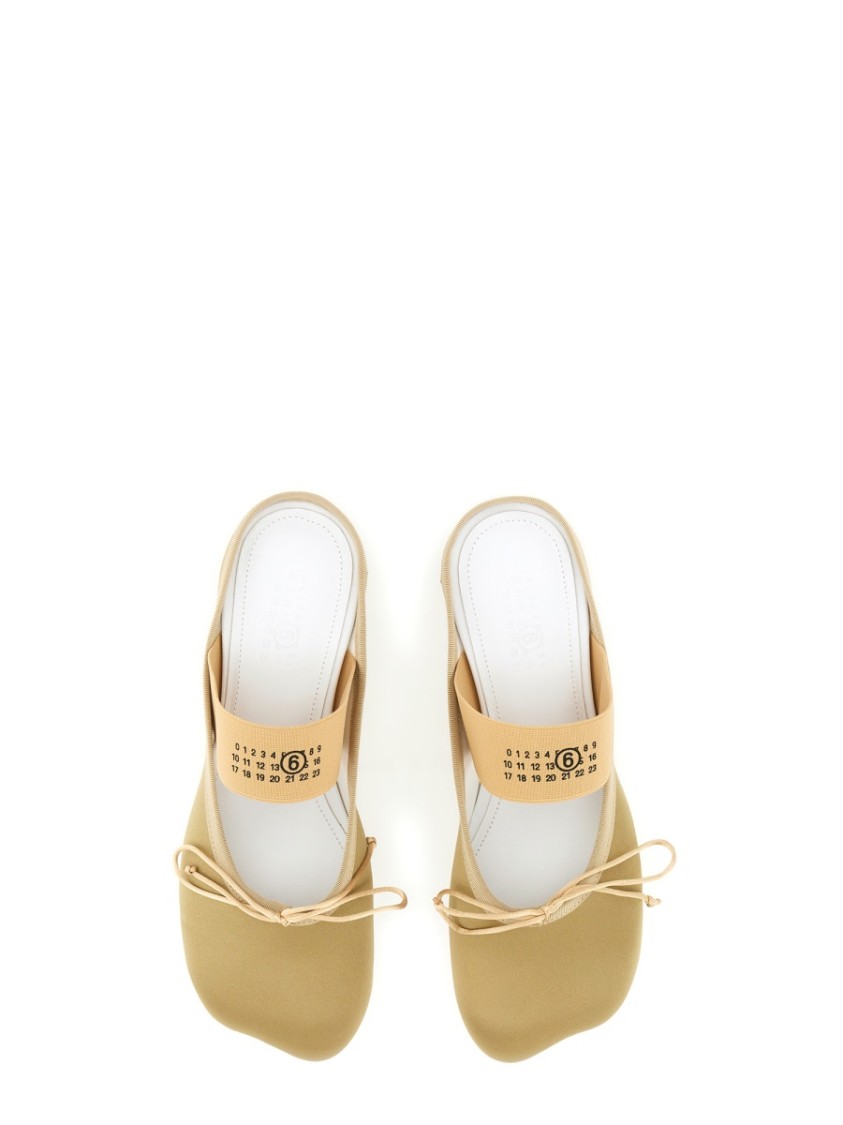 Shop Mm6 Maison Margiela Mm6 By Maison Margiela Slip-on Ballerina Shoes With Decorative Bow In Neutrals