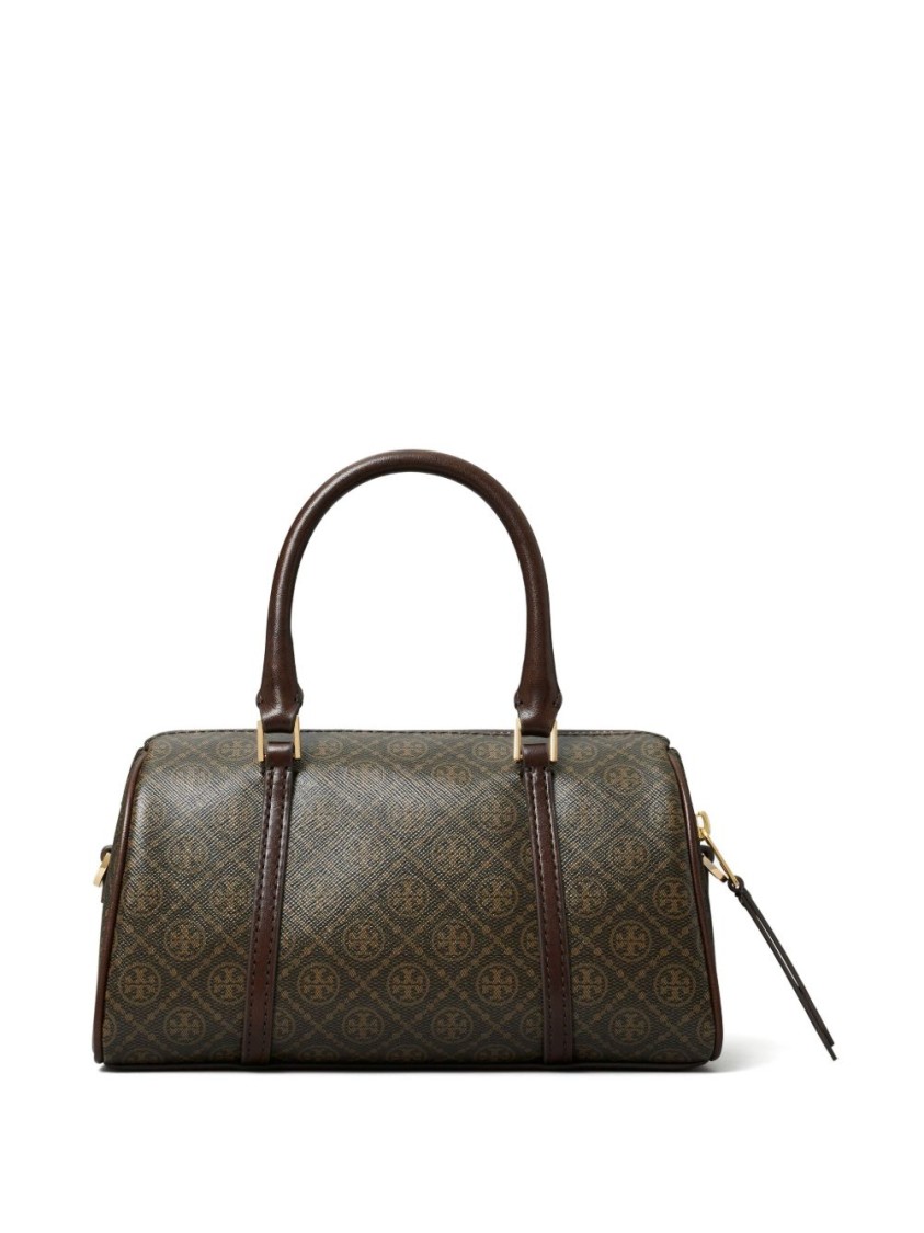 Tory Burch Monogram Barrel Mini Tote Bag In Black