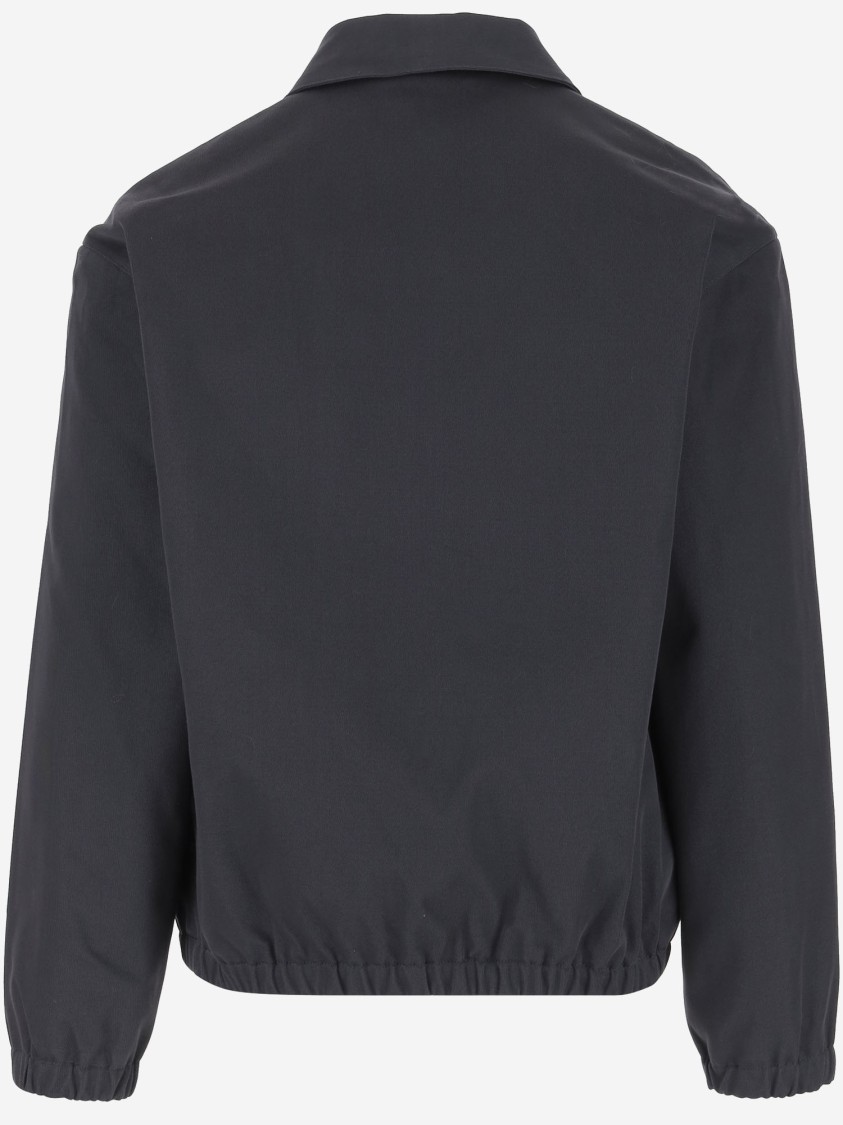 Shop Maison Kitsuné Cotton Stretch Jacket With Embroidery In Grey