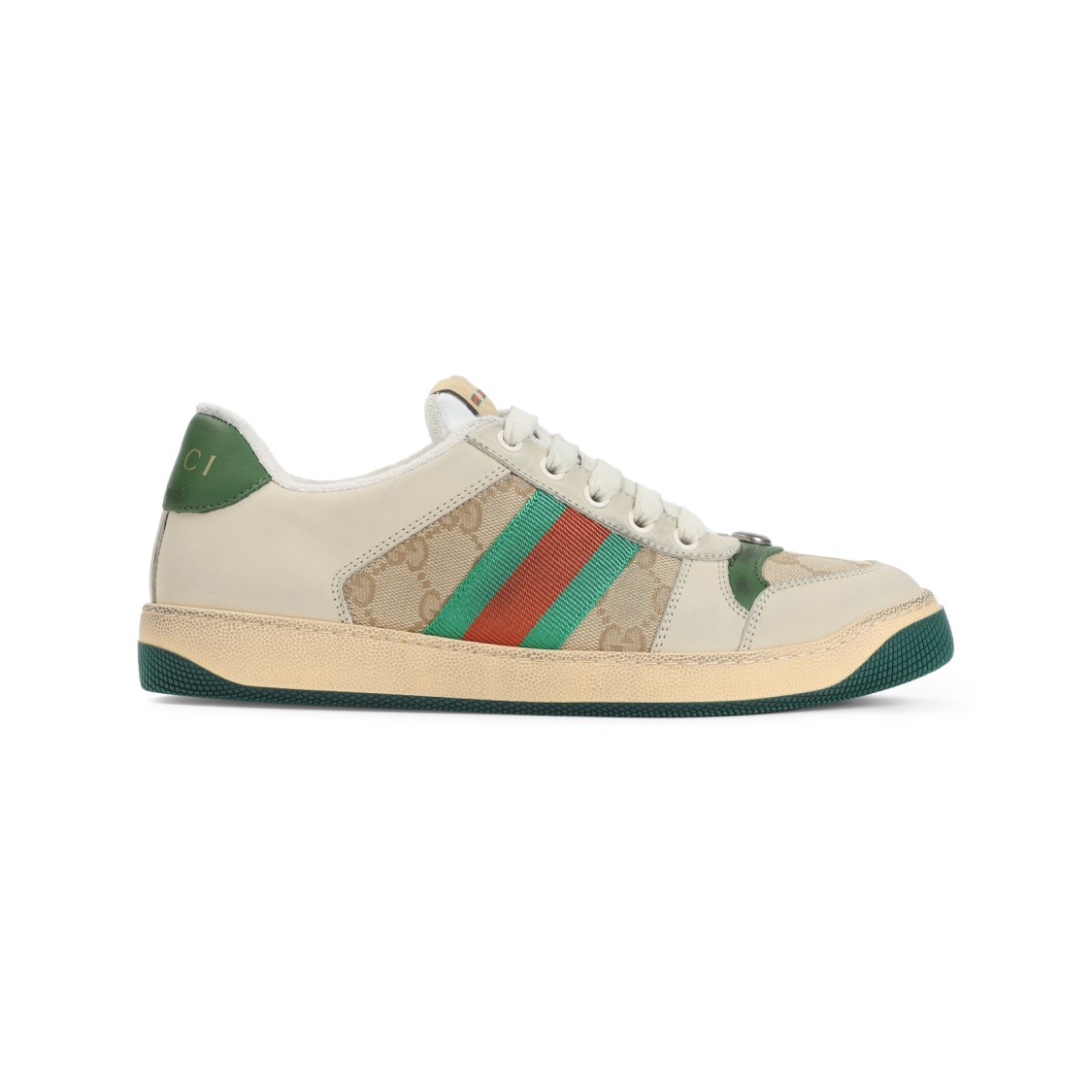 Gucci Screener Distressed Low-top Sneakers In Yellow