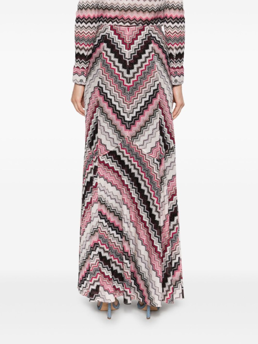 Missoni Multicolor Pink And Brown Long Skirt In Grey