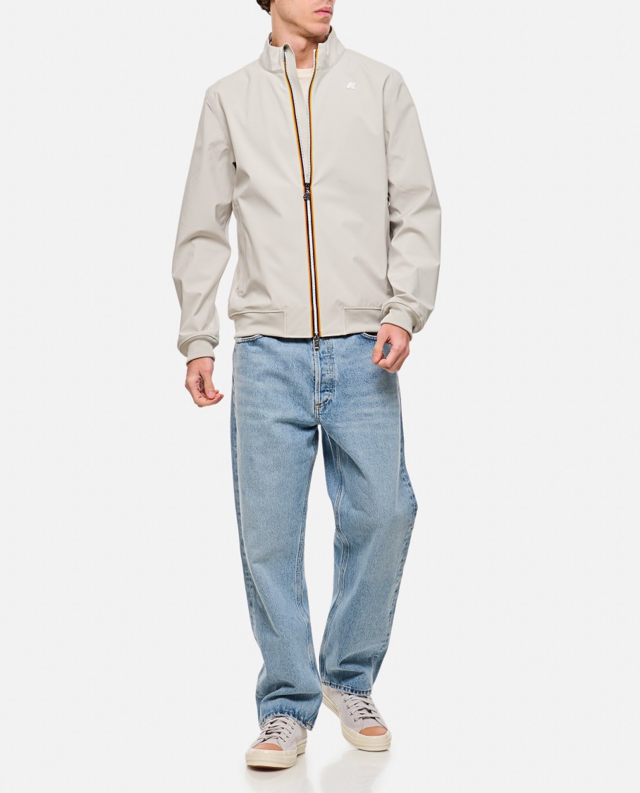 K-way Wind Jacket With Central Zip Closure In Neutrals