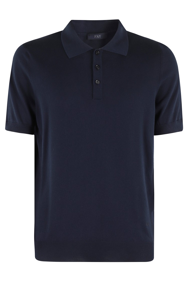 Fay Logo-embroidered Short-sleeved Polo Shirt In Black