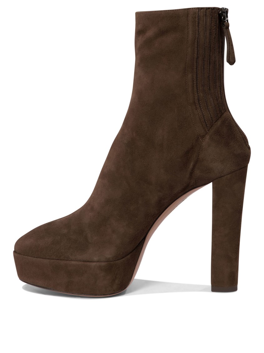 Aquazzura Plateau Ankle Boots With Heel In Brown
