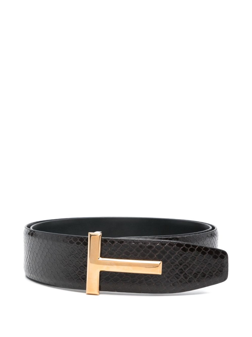Tom Ford Printed Python Belt In Black