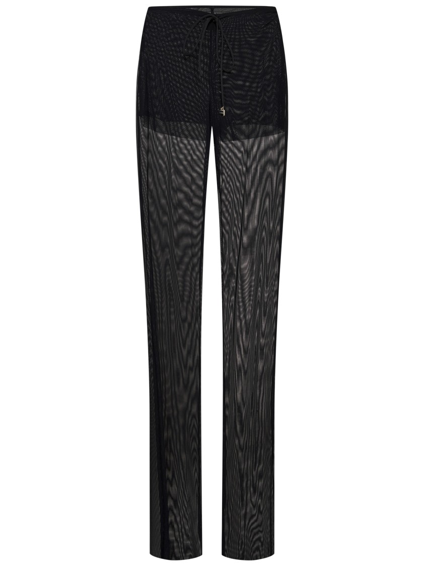 Fisico Cristina Ferrari Fisico Transparent Tulle Black Trousers With Drawstring Waist