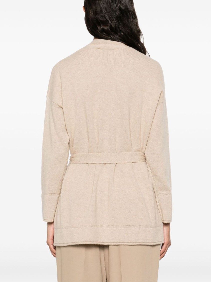 Max Mara Relaxed Fit Sweater With Deep V-neckline In Neutrals