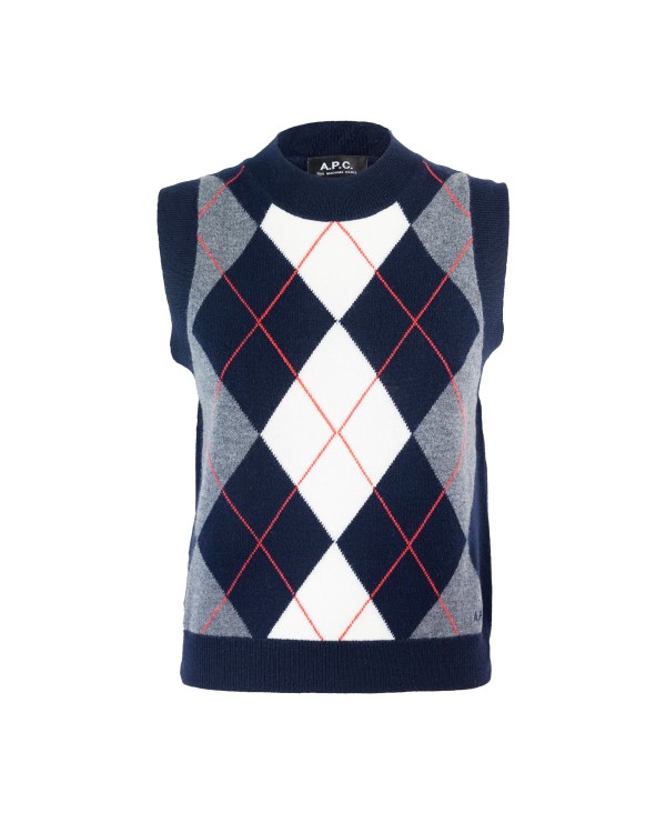 90s Archive A.P.C.　Argyle Wool Vest Argyle Wool Sweater Vest Free Shipping - The Vintage Twin