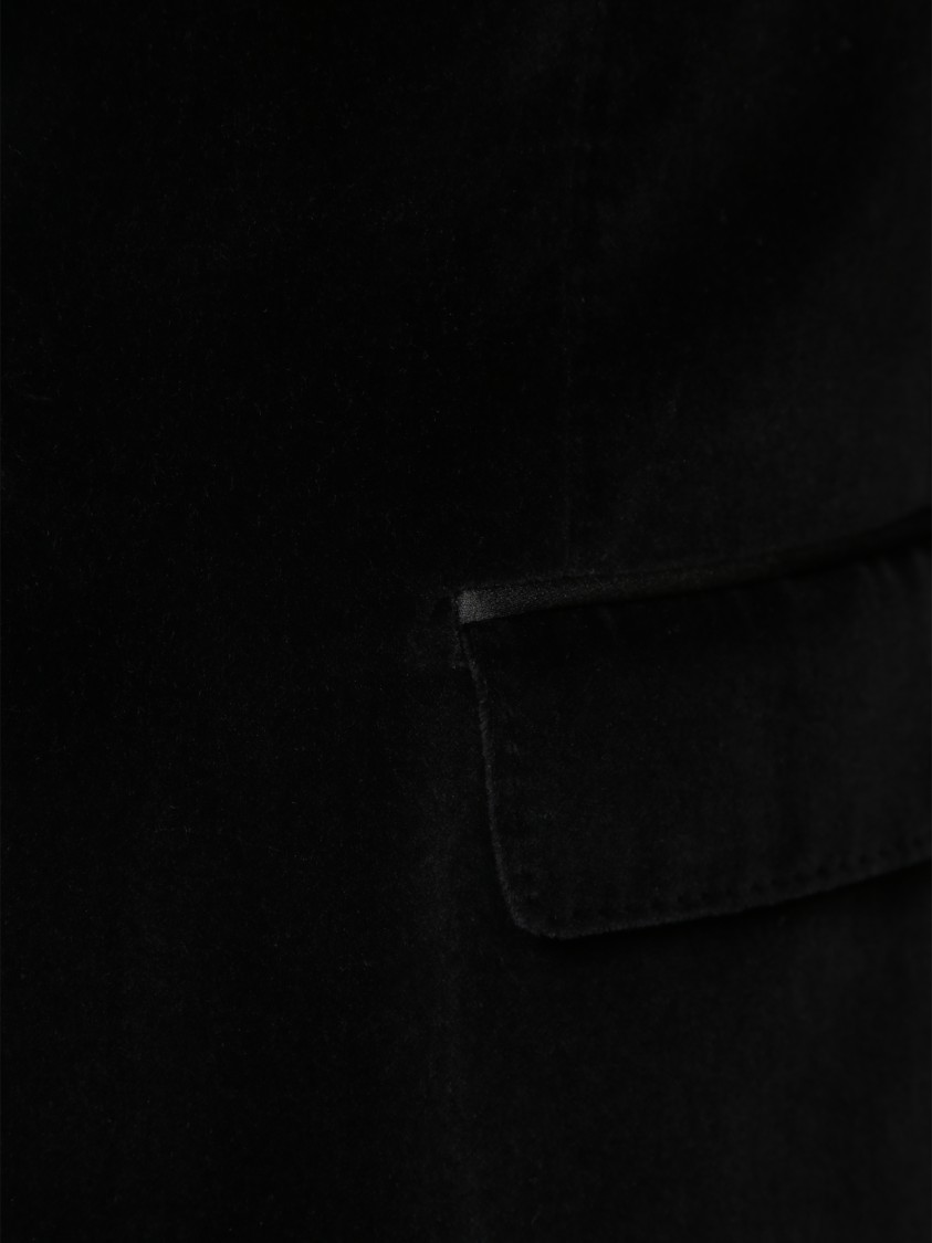 Dolce & Gabbana Peak Lapel Tuxedo Velvet Jacket With Padded Shoulders In Black