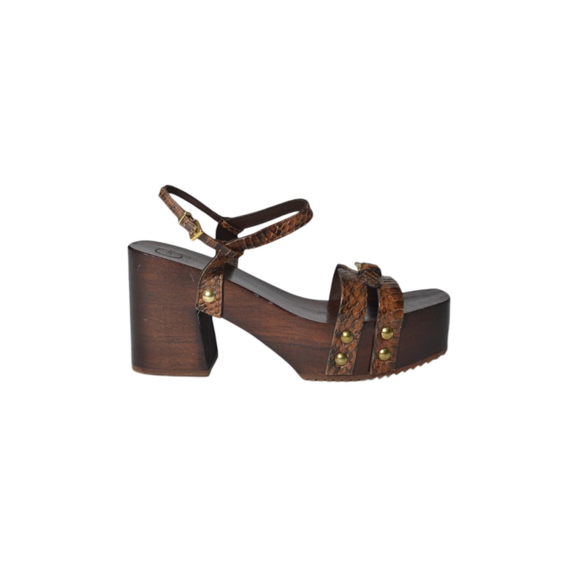 C LOVE C LOVE GIADA CLOGS IN BROWN LEATHER AND LEATHER