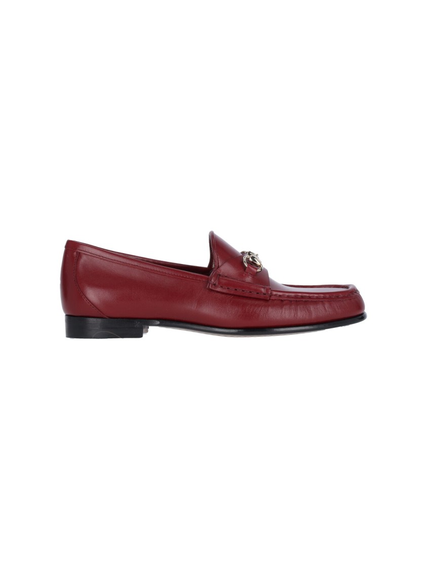 Gucci Loafers Leather Metallic Detail In Burgundy