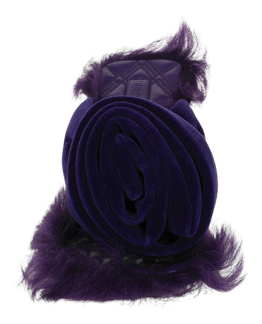 Burberry Step Rose Velvet Heeled Sandals In Purple