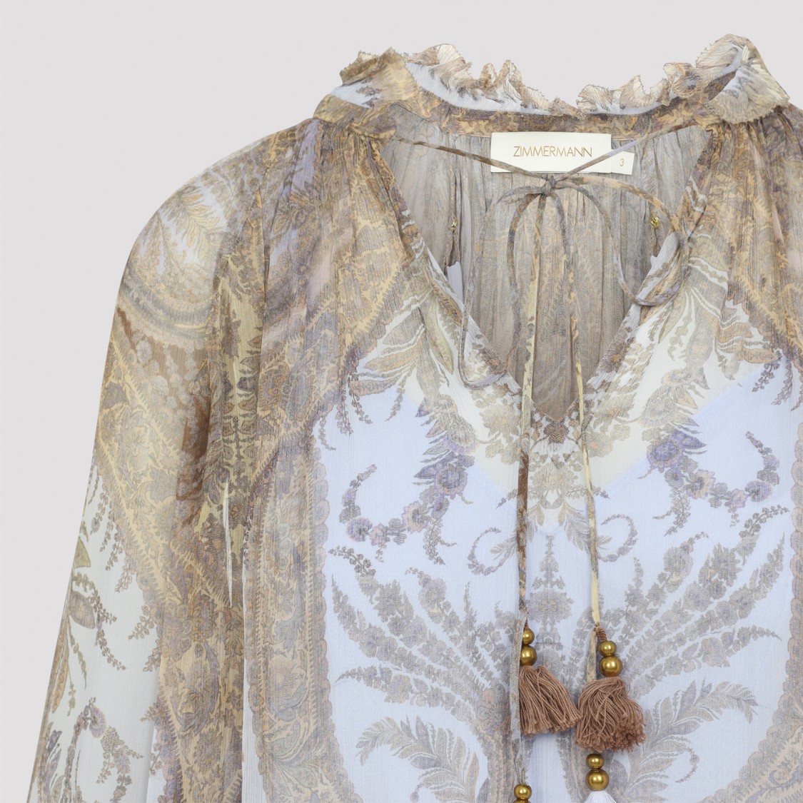 Zimmermann Womens Lilac Paisley Billow Printed Chiffon Blouse In White