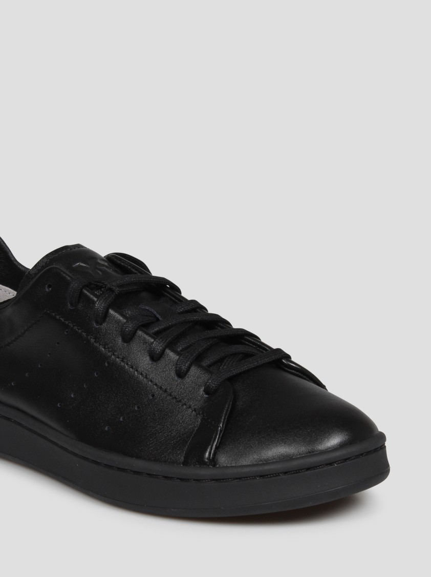 Shop Y-3 Lace-up Leather Stan Smith Sneakers In Black