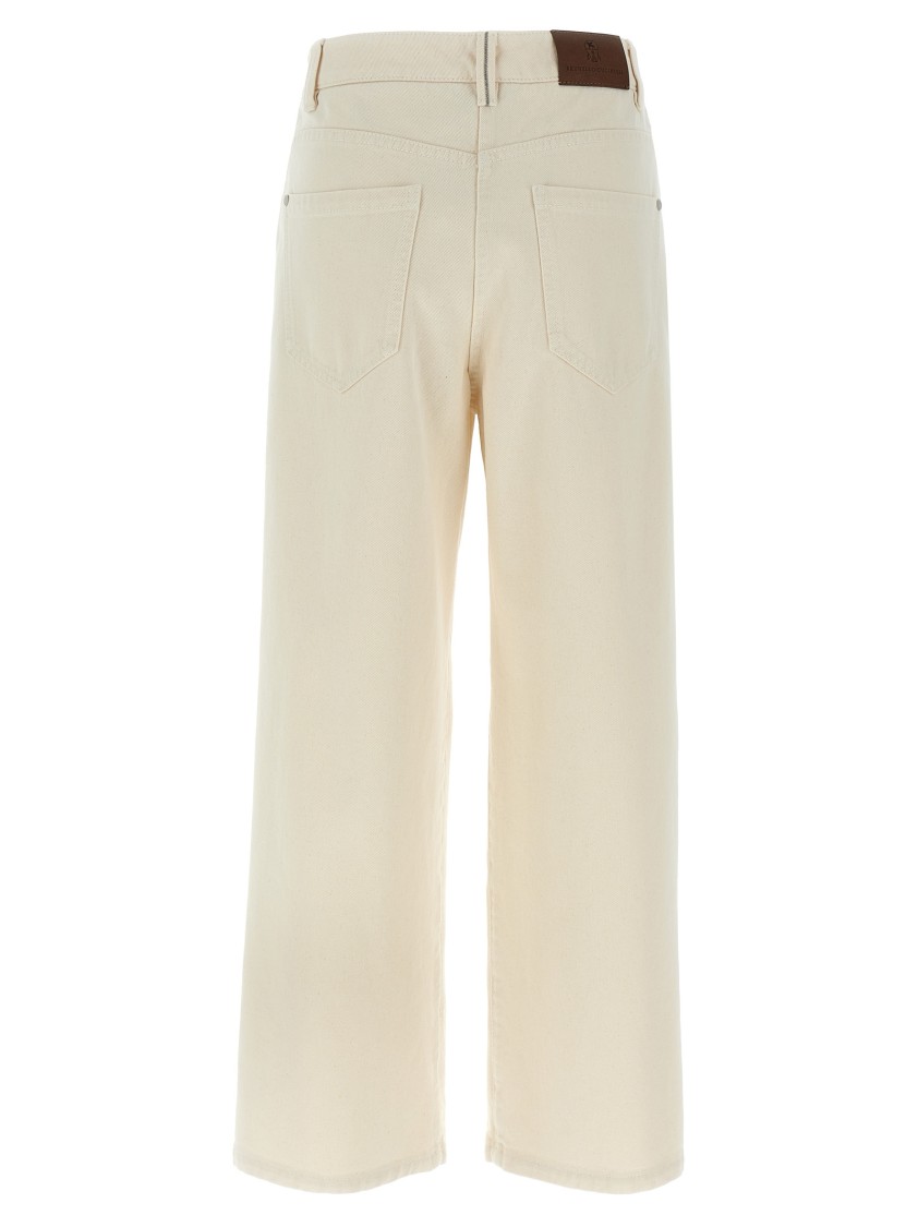Brunello Cucinelli Garment-dyed Cotton Denim Jeans In White