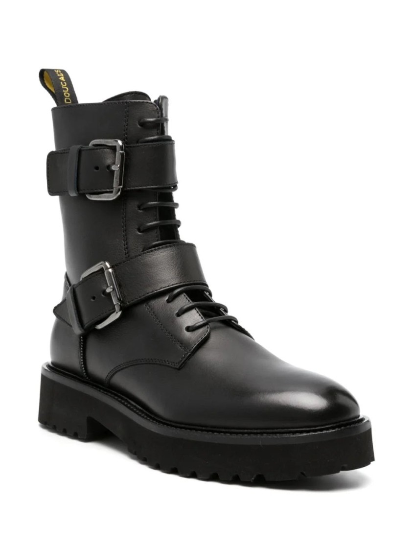 Doucal's Double Buckle Ankle Boot In Black