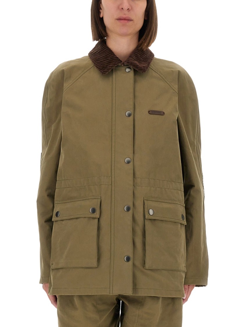 Moschino Corduroy-collar Utility Jacket In Brown