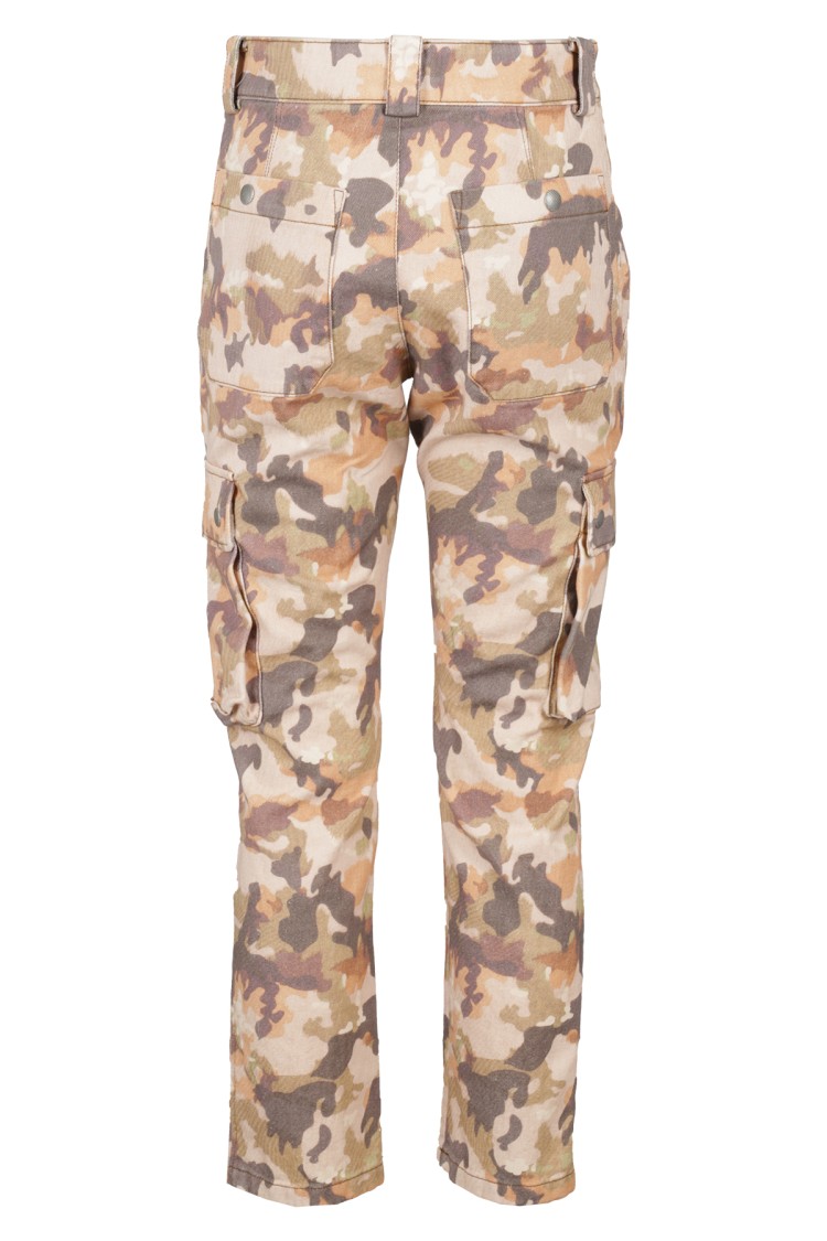 Shop Isabel Marant Evalia Camouflage Pattern Cotton Cargo Pants In Brown
