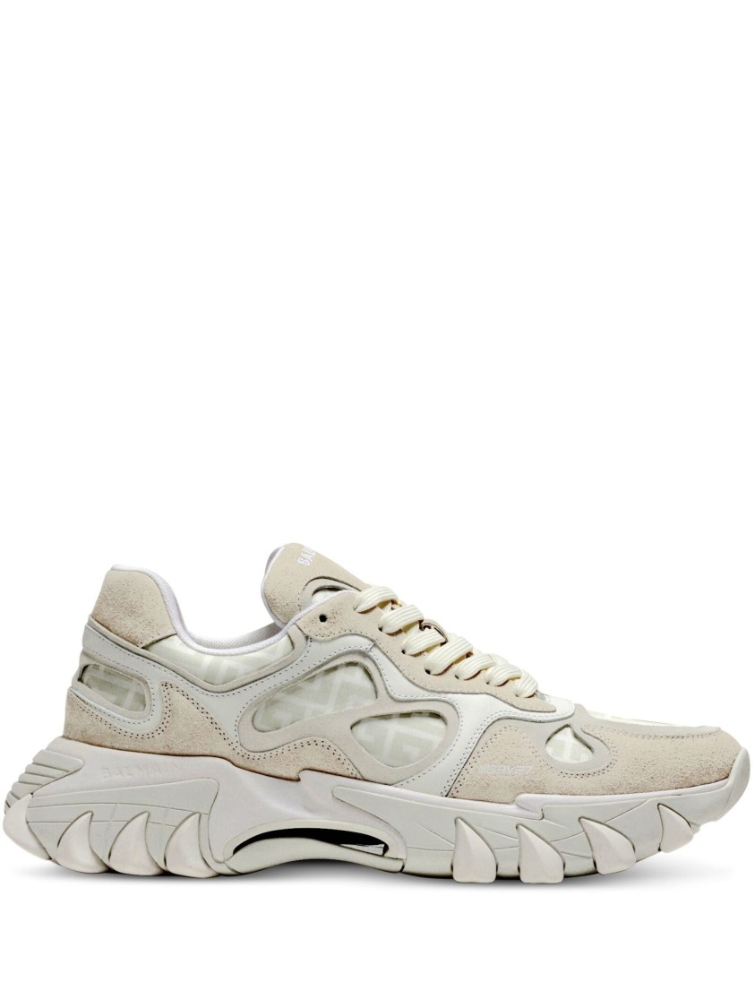 Balmain Trainers Combining Suede And Nylon With Sole In White
