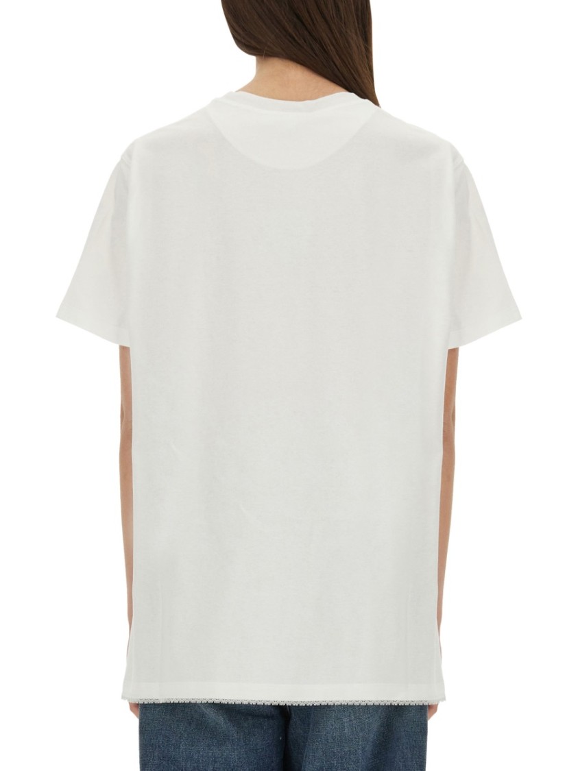 Stella Mccartney Relaxed-fit T-shirt With Lace Insert In White
