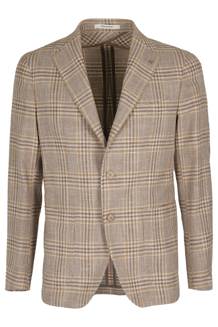 Shop Tagliatore Beige Cot Galles Wool Single-breasted Jacket In Brown