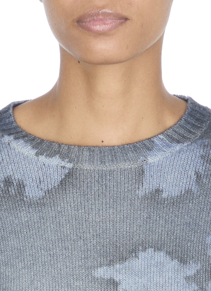 Avant Toi Cashmere Sweater With Unique Blue Pattern In Gray
