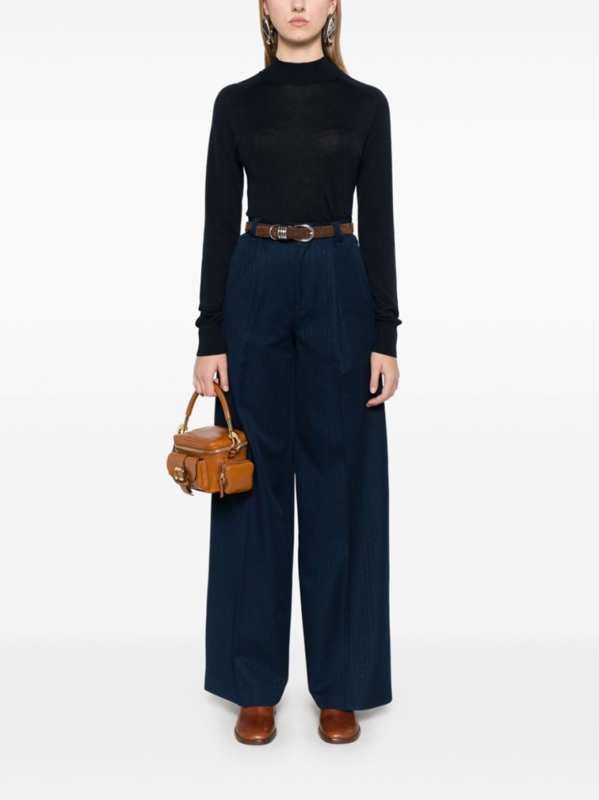 Twinset Pinstripe Wide-leg Trousers In Blue