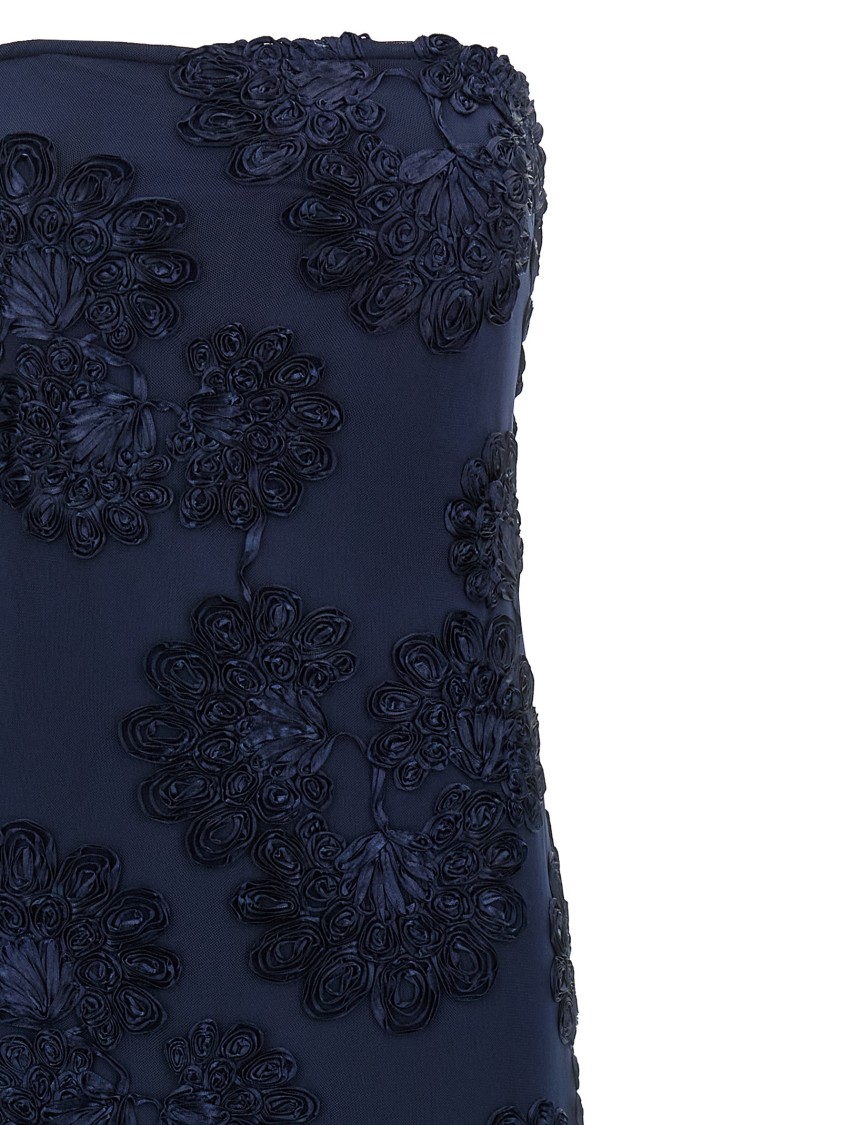 Rotate Birger Christensen 3d Mesh Maxi Dress In Blue