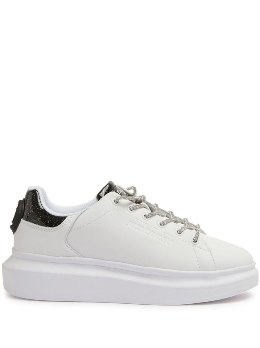 JUST CAVALLI JUST CAVALLI ELEVATED PLATFORM SNEAKERS WITH MATERIALS AND DETAILING