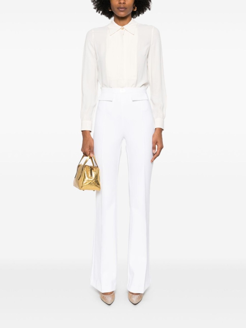 Elisabetta Franchi White Viscose Shirt With Pleated Design In White