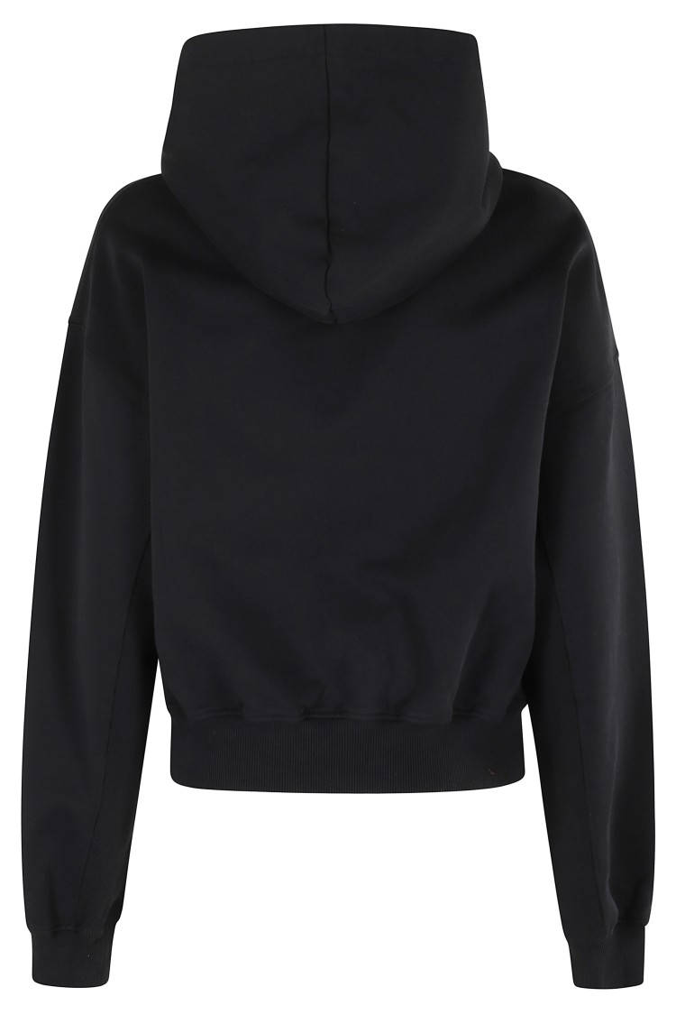 Jw Anderson J. W. Anderson Cropped Black Hoodie With Subtle Branding And Relaxed Fit In Black