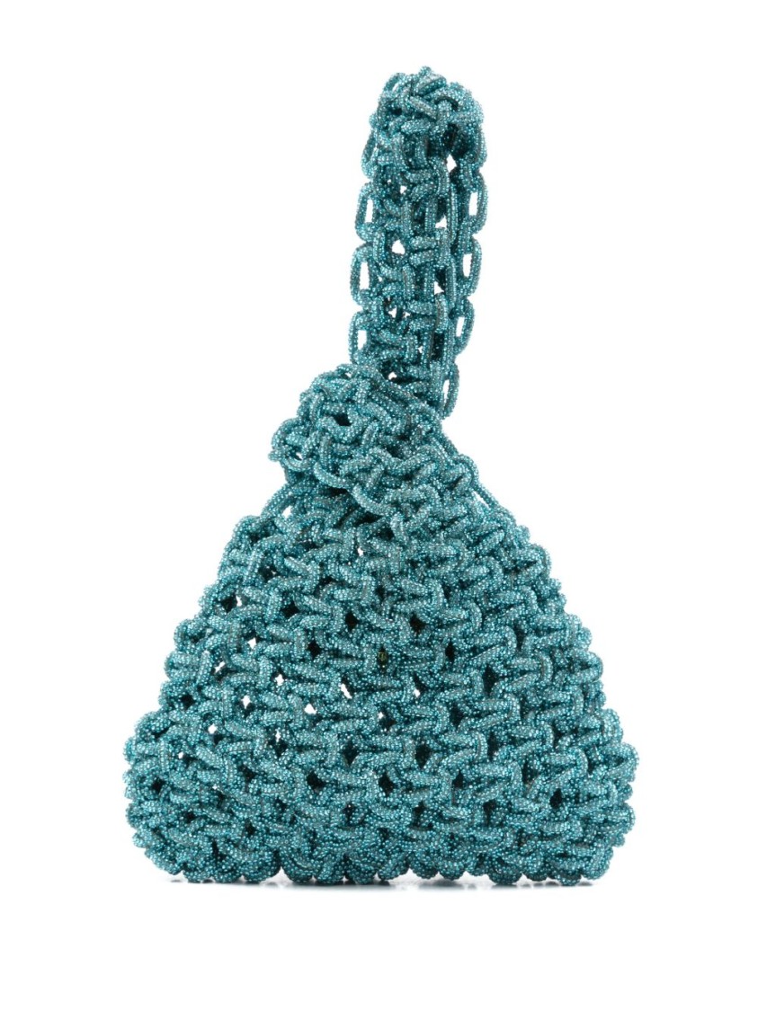 Shop Hibourama Triangular Beaded Handbag With Intricately Woven Handle