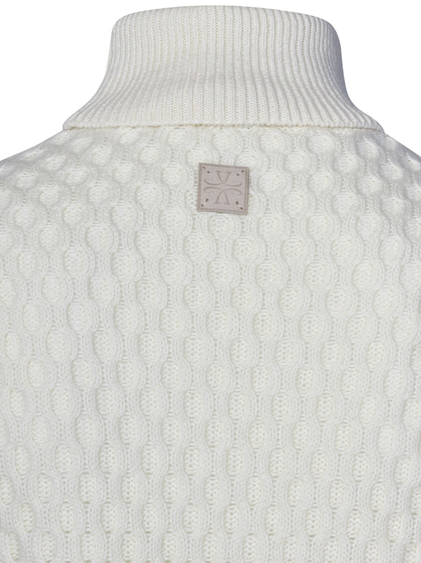 Jacob Cohen Turtleneck Sweater With Textured Honeycomb Pattern In White