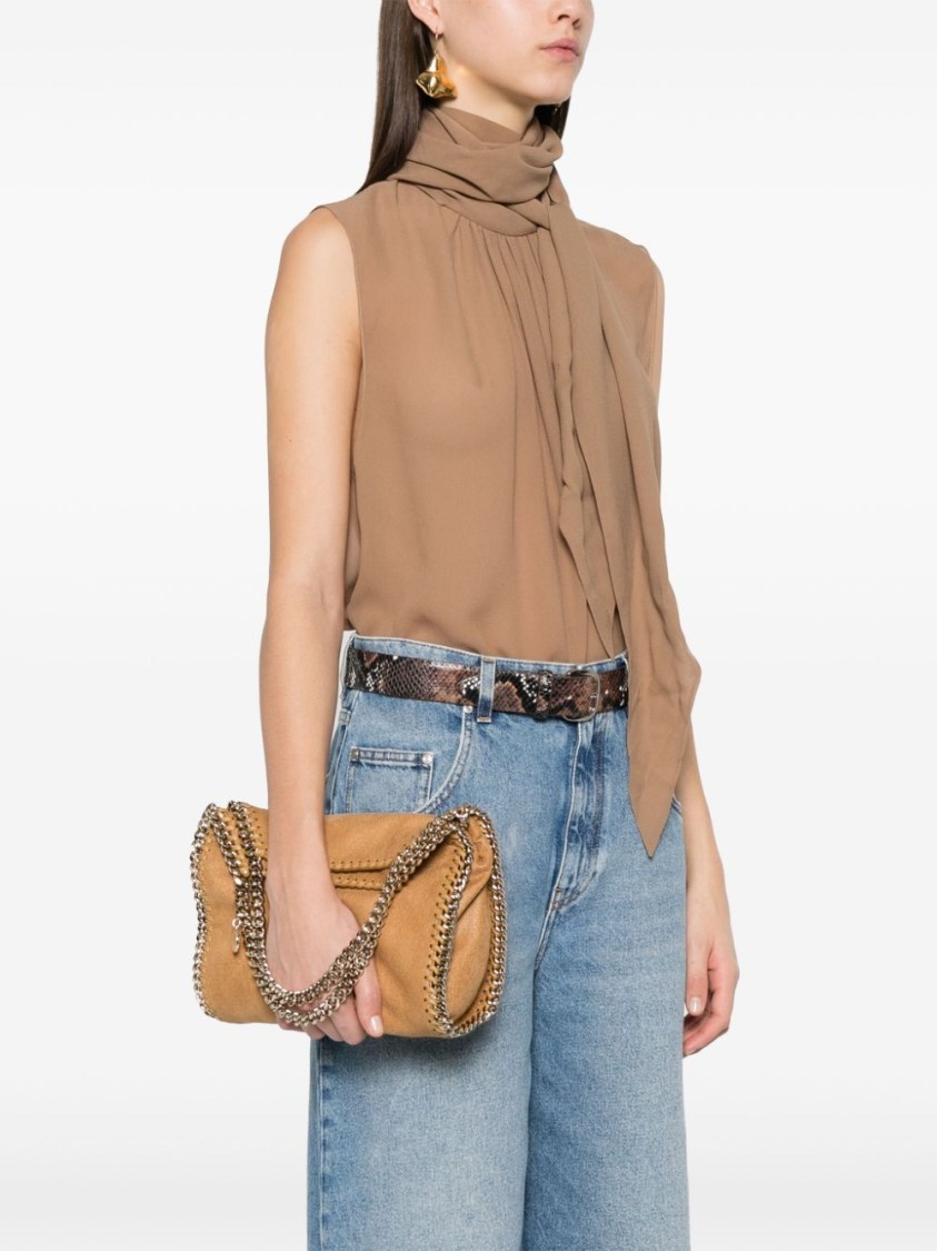 STELLA MCCARTNEY STELLA MCCARTNEY GEOMETRIC RED HANDBAG WITH CHAIN STRAP AND CONTRAST STITCHING