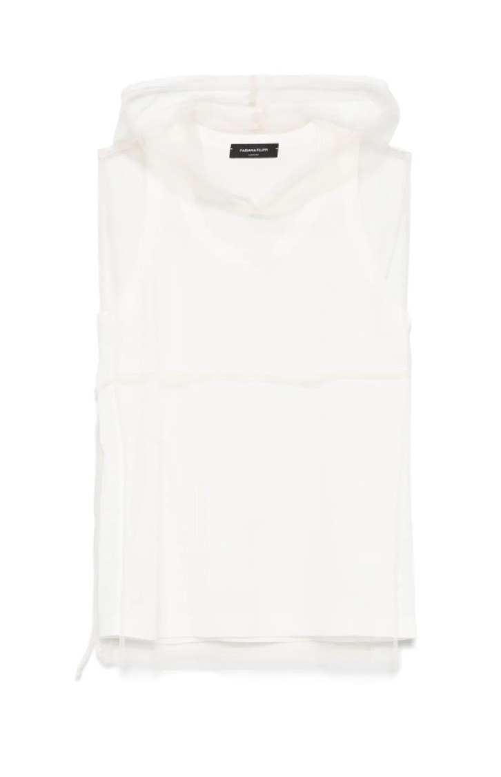 Fabiana Filippi Layered Jersey Top With Sheer Overlay