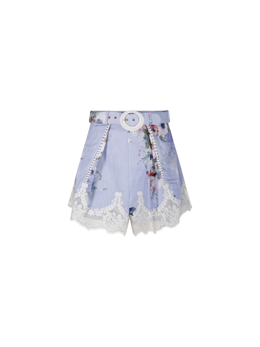 ZIMMERMANN ZIMMERMANN EVERLEY LACE TRIM TUCK SHORTS