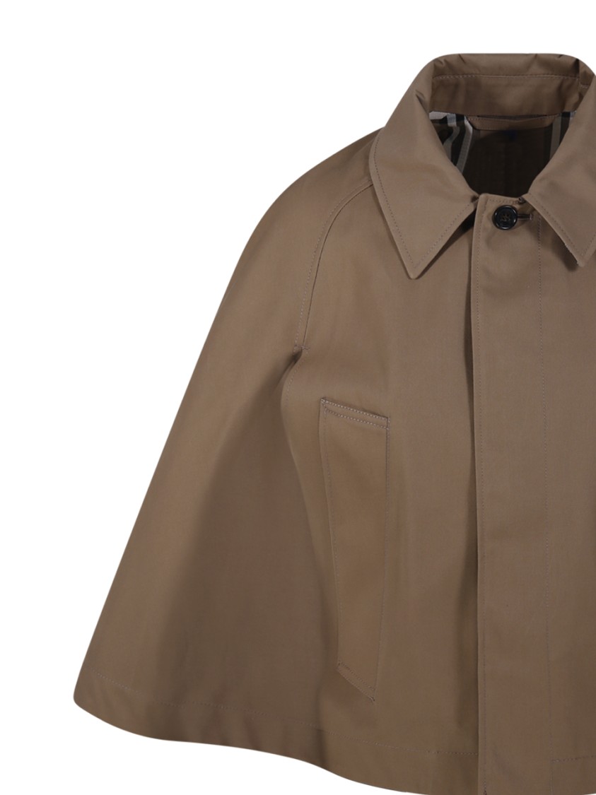 Shop Burberry Cape-inspired Casual Jacket With Structured Collar In Brown