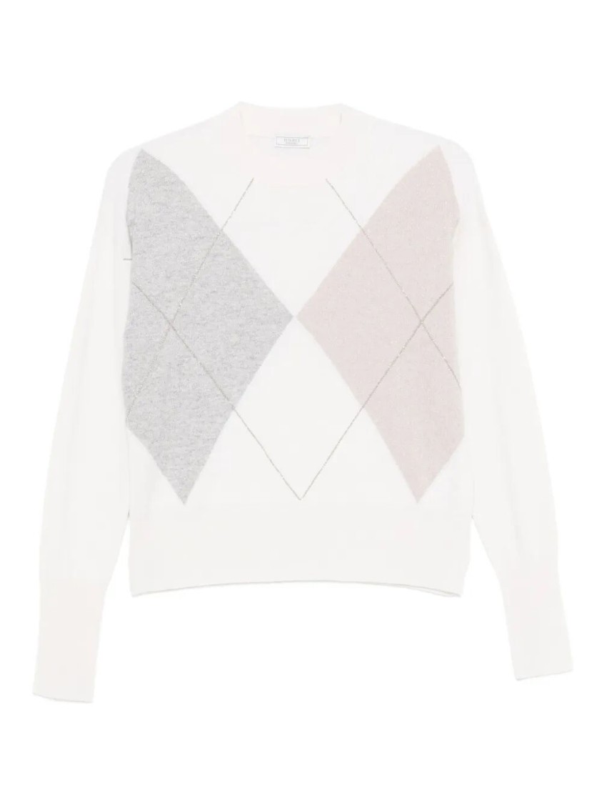 Peserico Geometric Argyle Pattern Cropped Sweater In Neutral